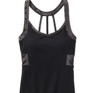 Athleta Black & Gray Prisma Strappy Back Tank Top
